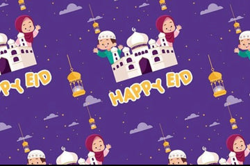 Eid Gift Wrapping Paper (purple kids design)