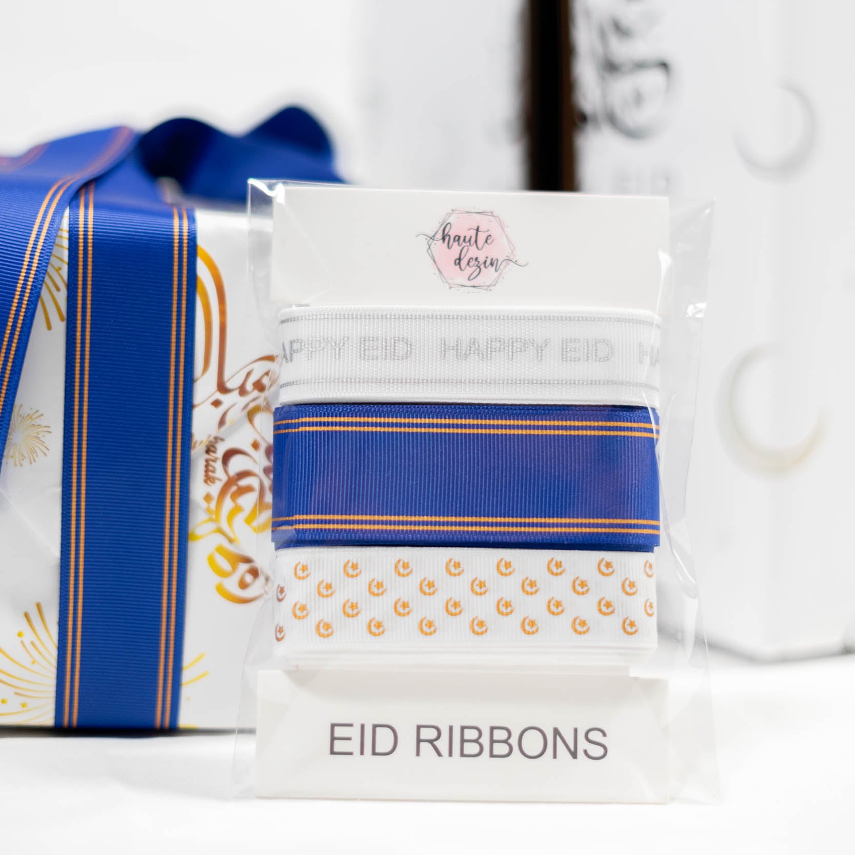 Eid Mubarak / Happy Eid Ribbons Set (Blue)